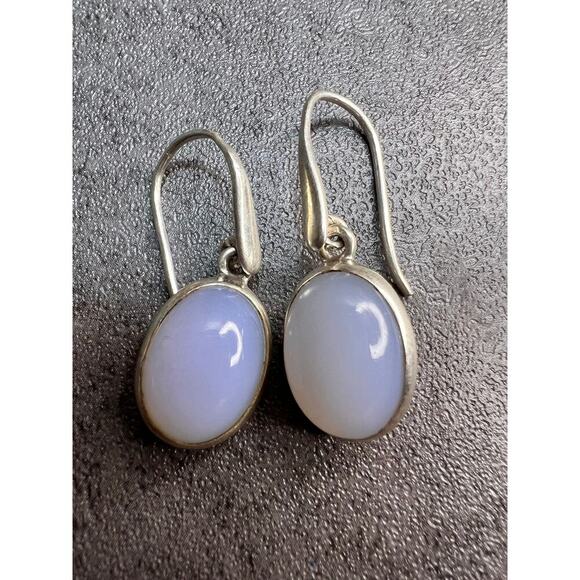 NEW Blue chalcedony sterling silver drop earrings 4.85 grams - Picture 9 of 9